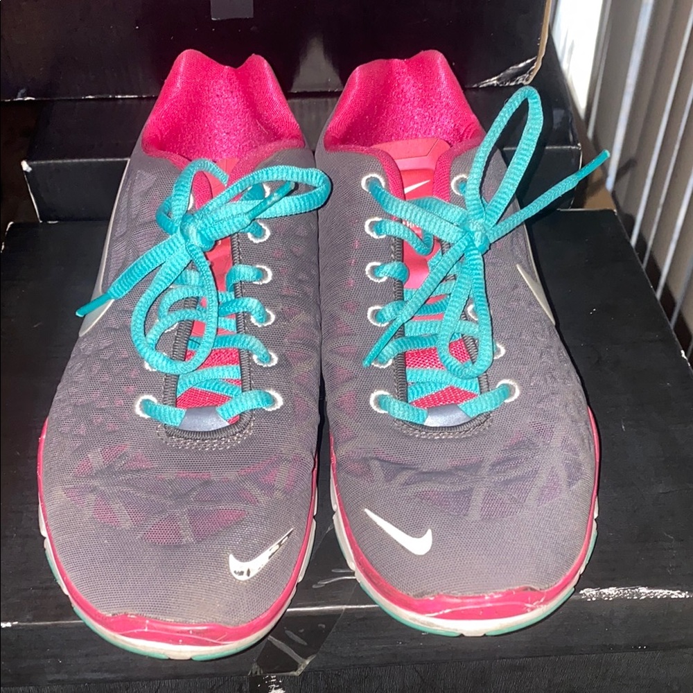 Nike Free Runners Women's Gray and Pink Athletic Shoes
